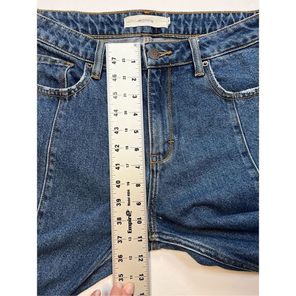 Hidden Happi Front Slit Flare Denim Jeans Medium Dark Wash Size 29 FLAWLESS cond - Picture 5 of 12